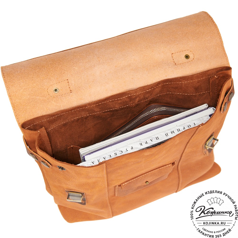 Кожаный рюкзак "Школьник" (терракот со старением)